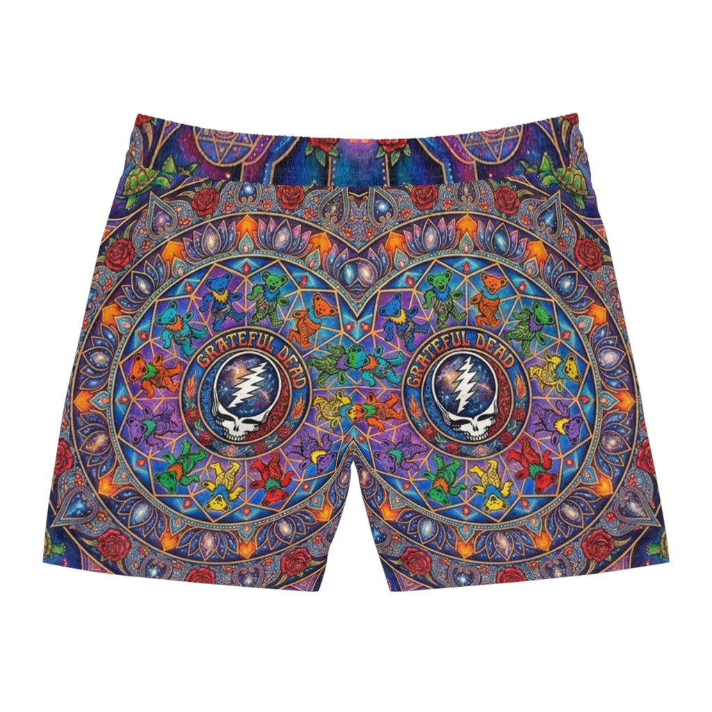 Grateful Dead Colorful Mandala Pattern Swim Shorts | All-Over Print, gift for him, gift for deadhead