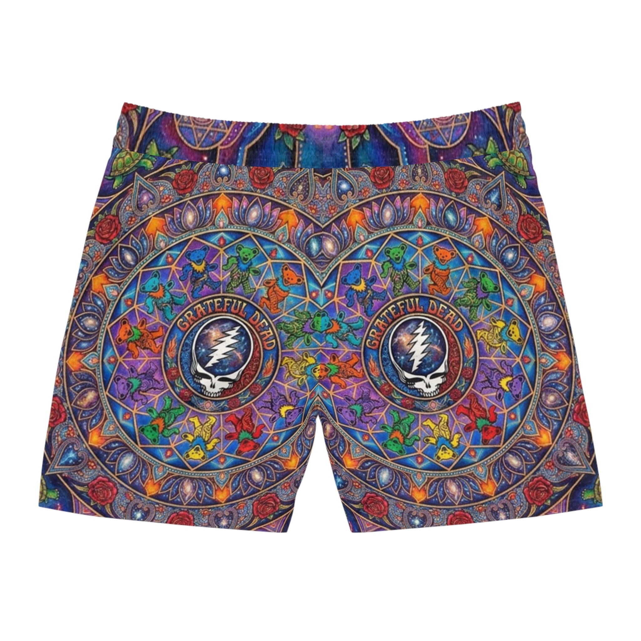 Grateful Dead Colorful Mandala Pattern Swim Shorts | All-Over Print, gift for him, gift for deadhead