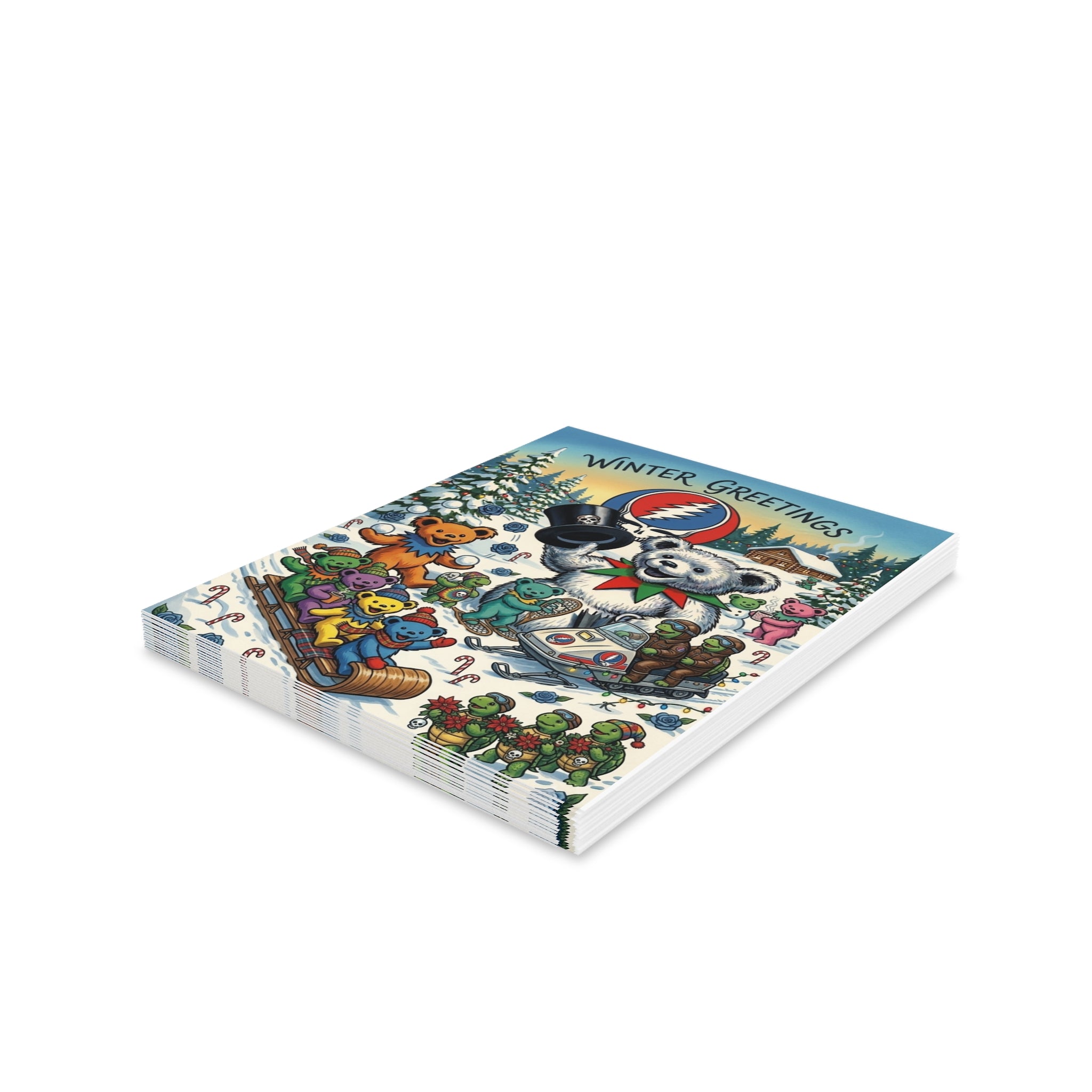 Grateful Dead Winter Greetings Bear Holiday Cards, Gift for deadhead
