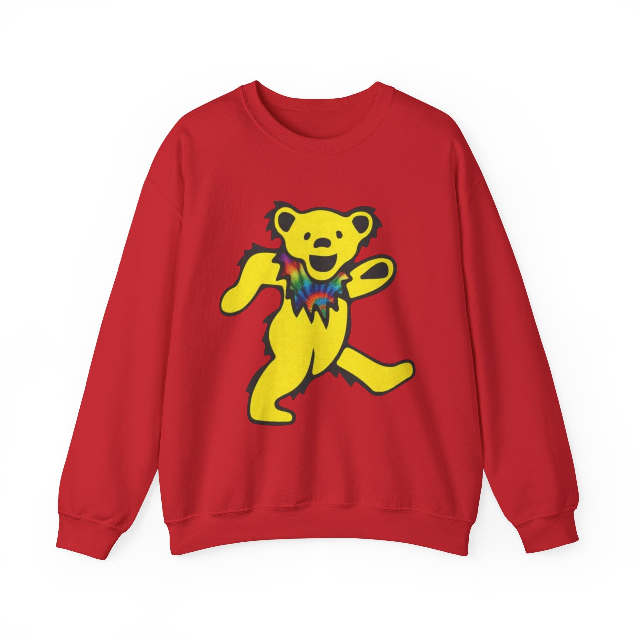 Grateful Dead Dancing Yellow Bear graphic Sweatshirt | Psychedelic Tie-Dye Collar