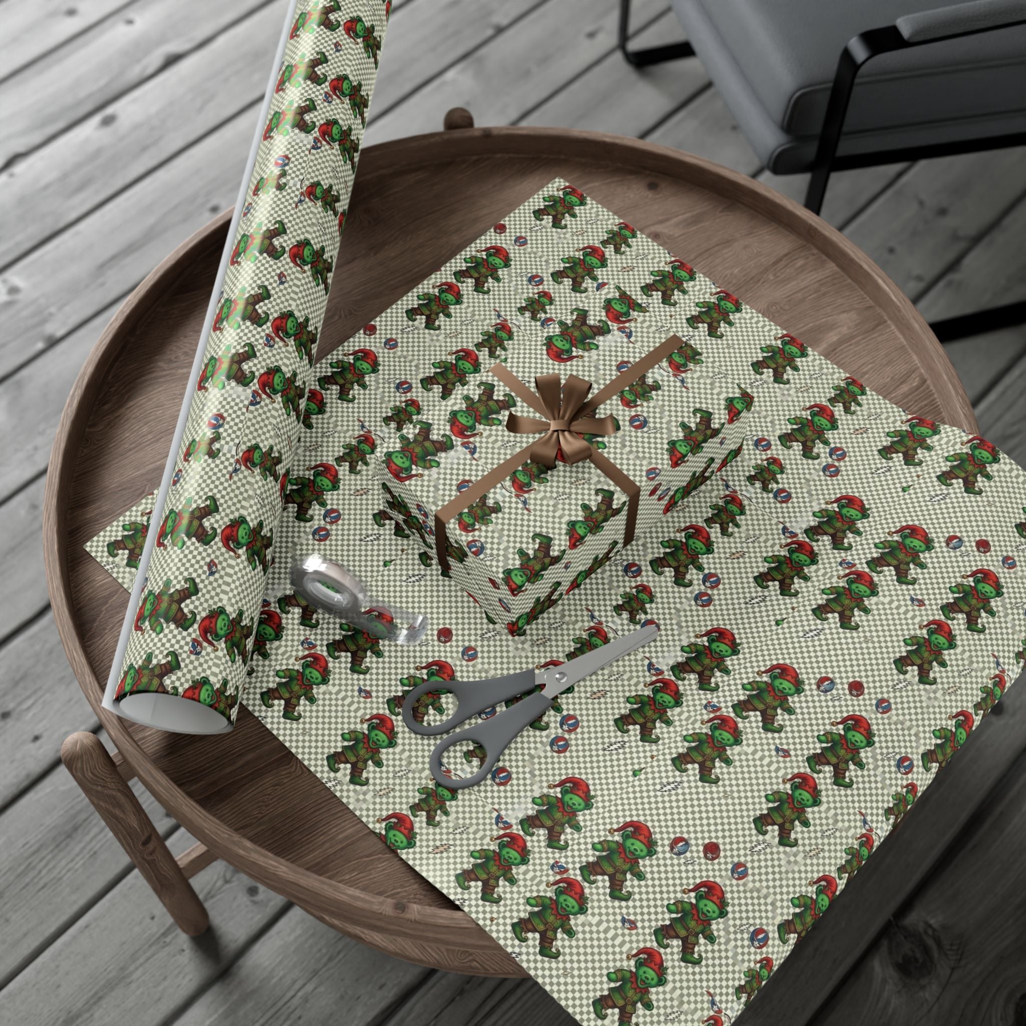 Gingerbread Elf Pattern Gift Wrap Paper | Christmas Wrapping Paper Roll, grateful dead, gift for deadhead