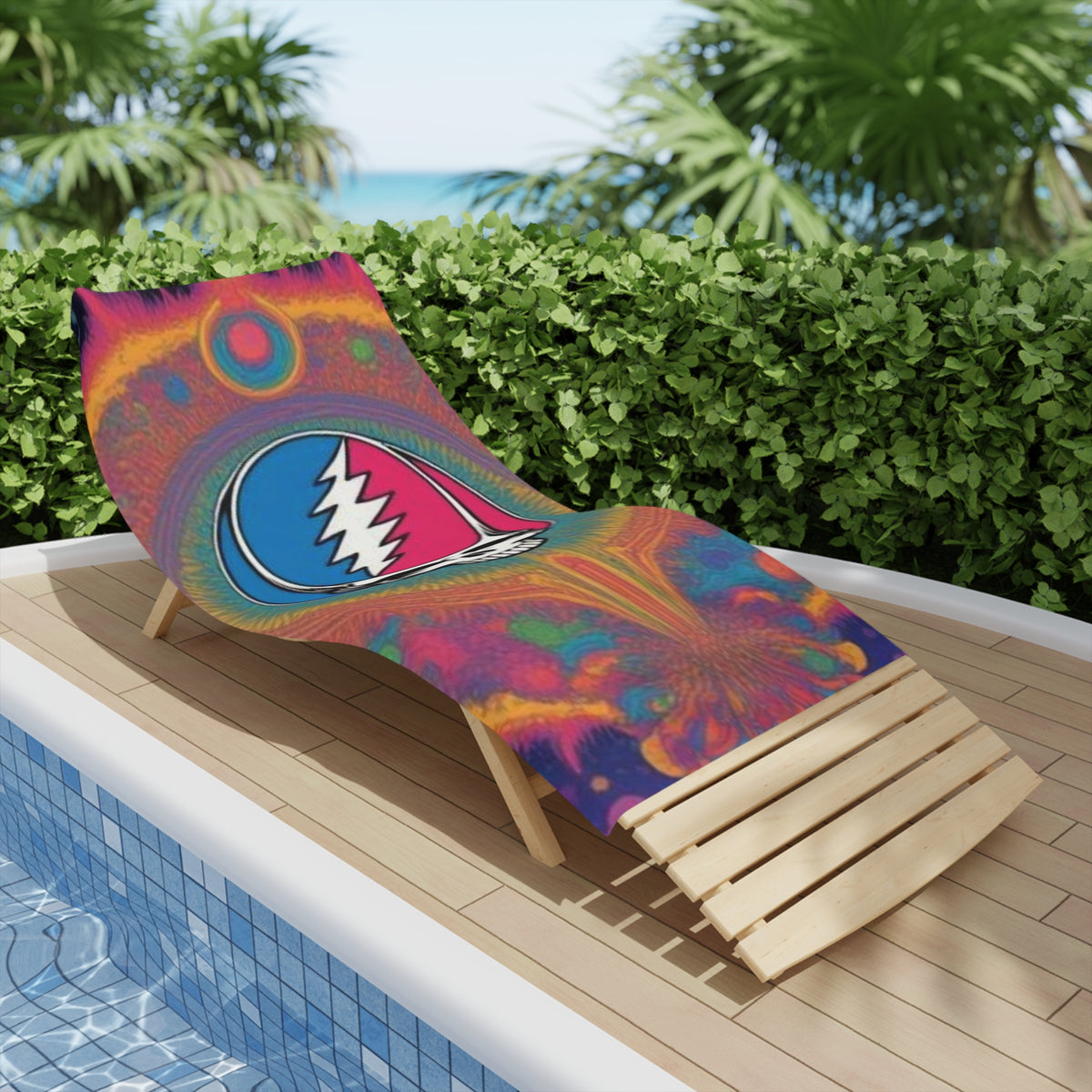 Psychedelic Lightning Skull Beach Towel | Tie-Dye Grateful Dead Inspired