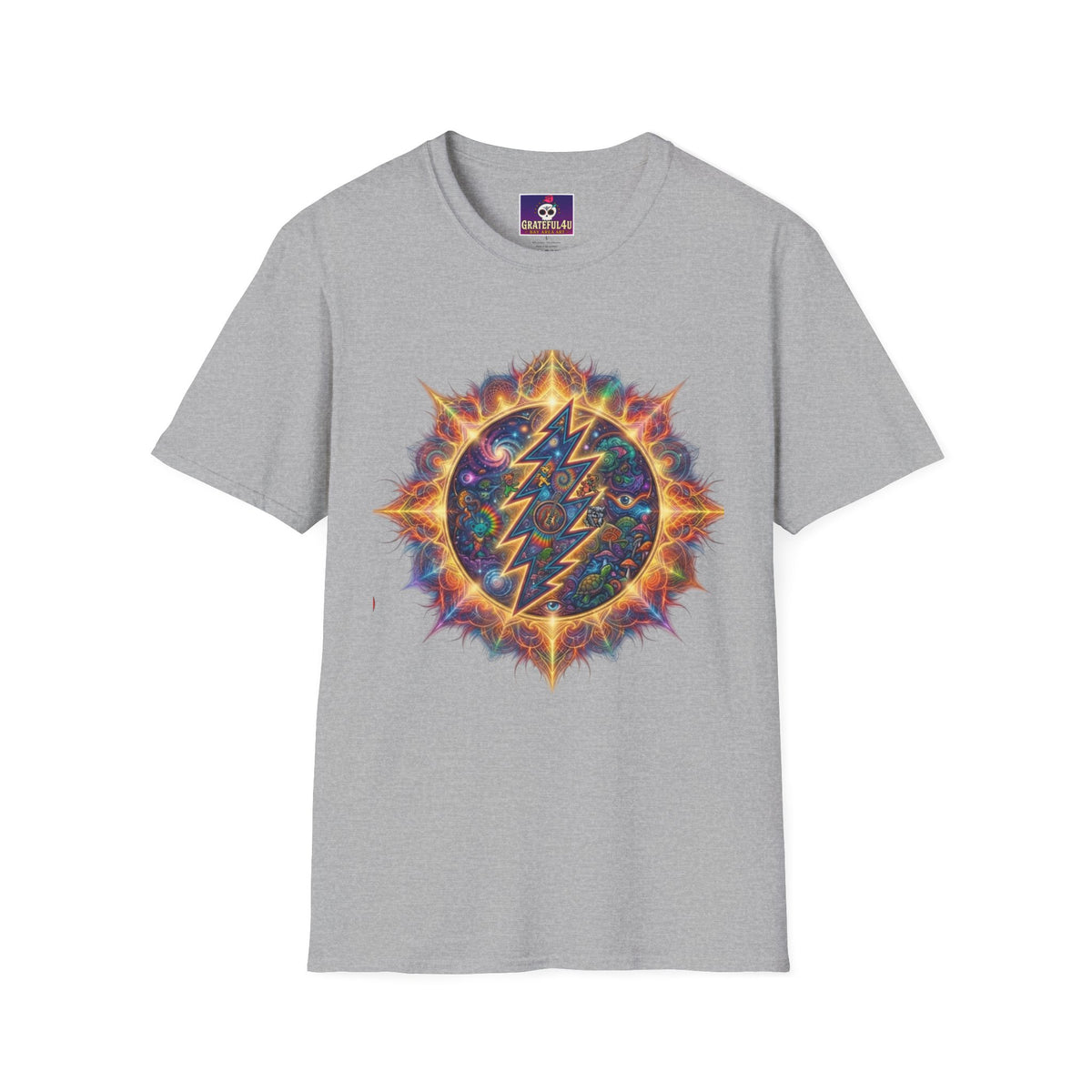 Psychedelic Lightning Mandala T-Shirt | Grateful Dead Inspired Hippie Tee