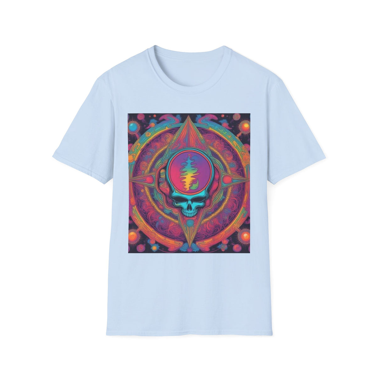 Psychedelic Skull Mandala T-Shirt | Retro Rainbow Grateful Dead Style