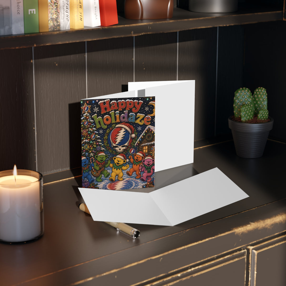 Grateful Dead dancing bears Happy Holidaze Greeting Card