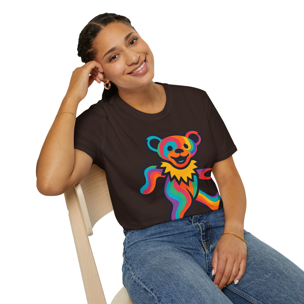 Colorful Dancing Bear T-Shirt | Rainbow Psychedelic Grateful Dead Style