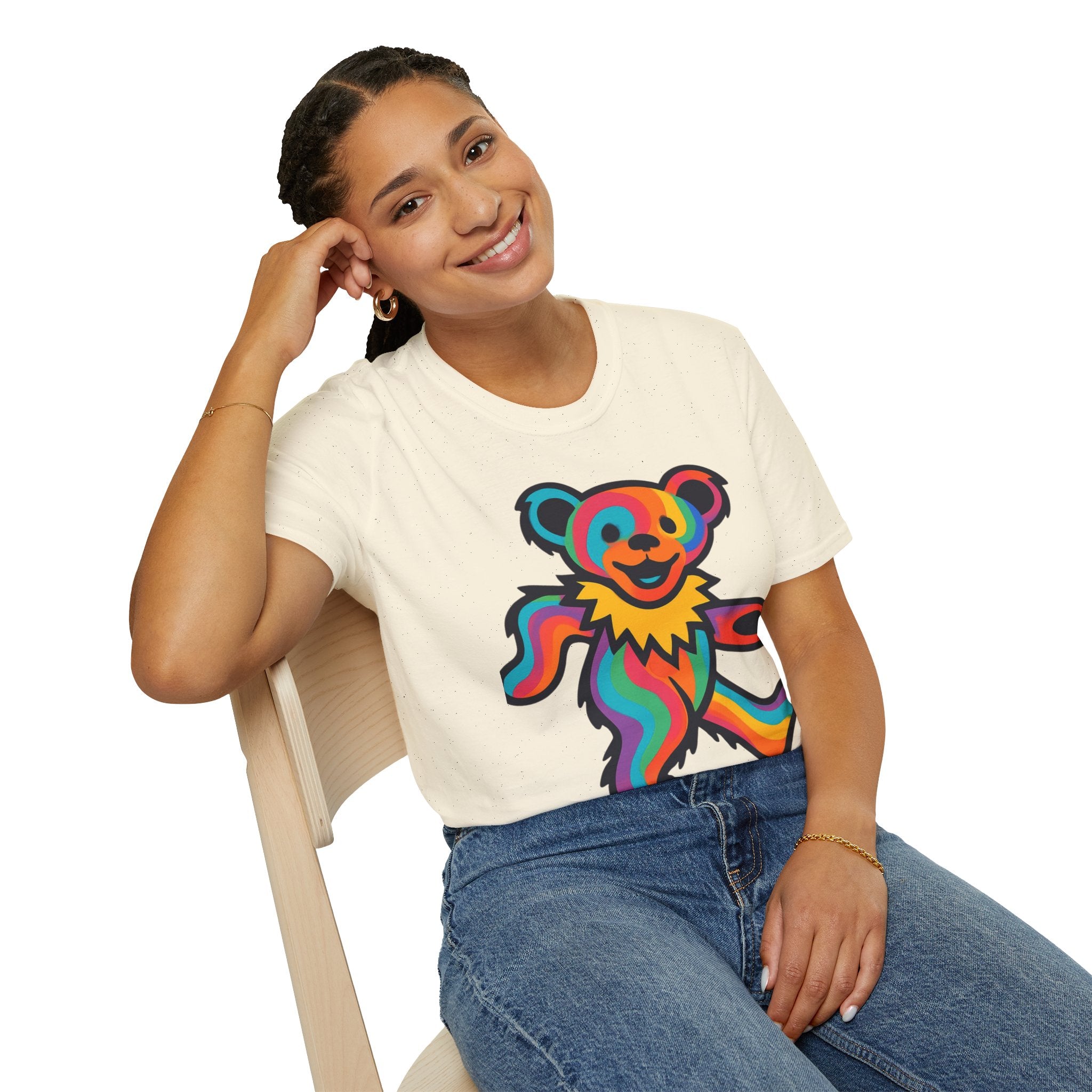 Colorful Dancing Bear T-Shirt | Rainbow Psychedelic Grateful Dead Style