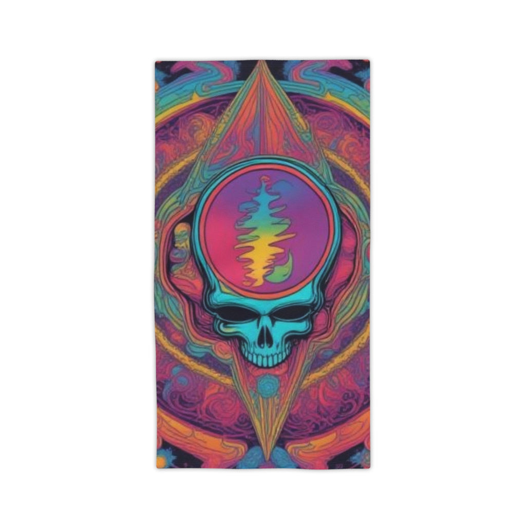 Psychedelic Skull Waveform Beach Towel | Rainbow Trippy Skull Grateful dead