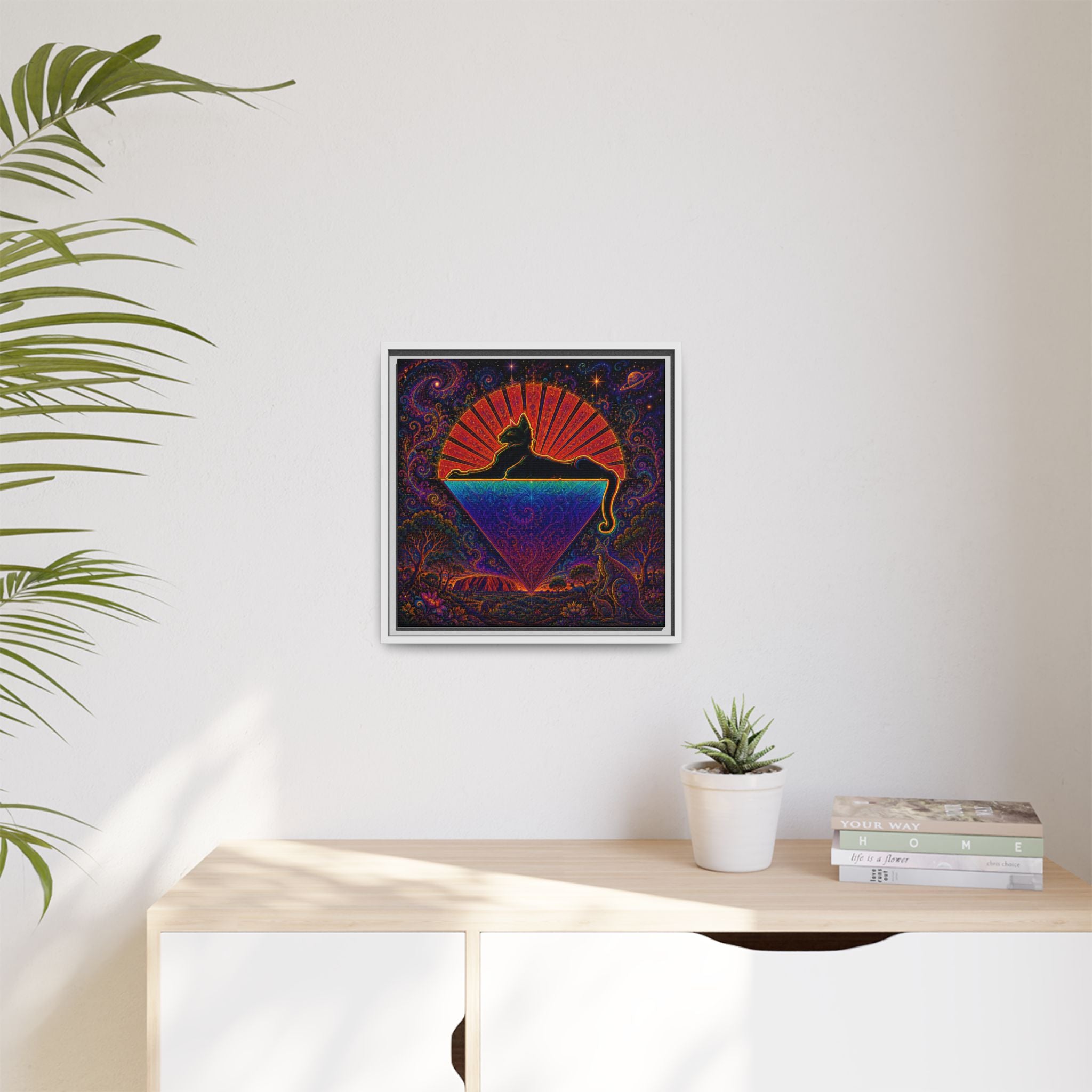 Cats down under the stars Mystic Cat Silhouette Canvas