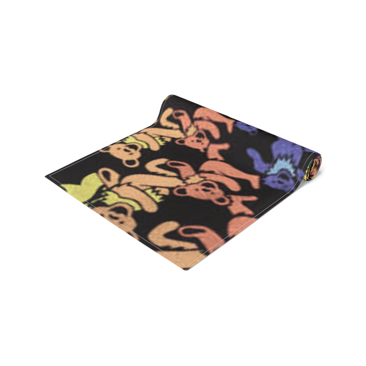 Grateful Dead Bear Rainbow Dancing Bears Table Runner | Psychedelic Spiral Cotton Poly, gift for a deadhead