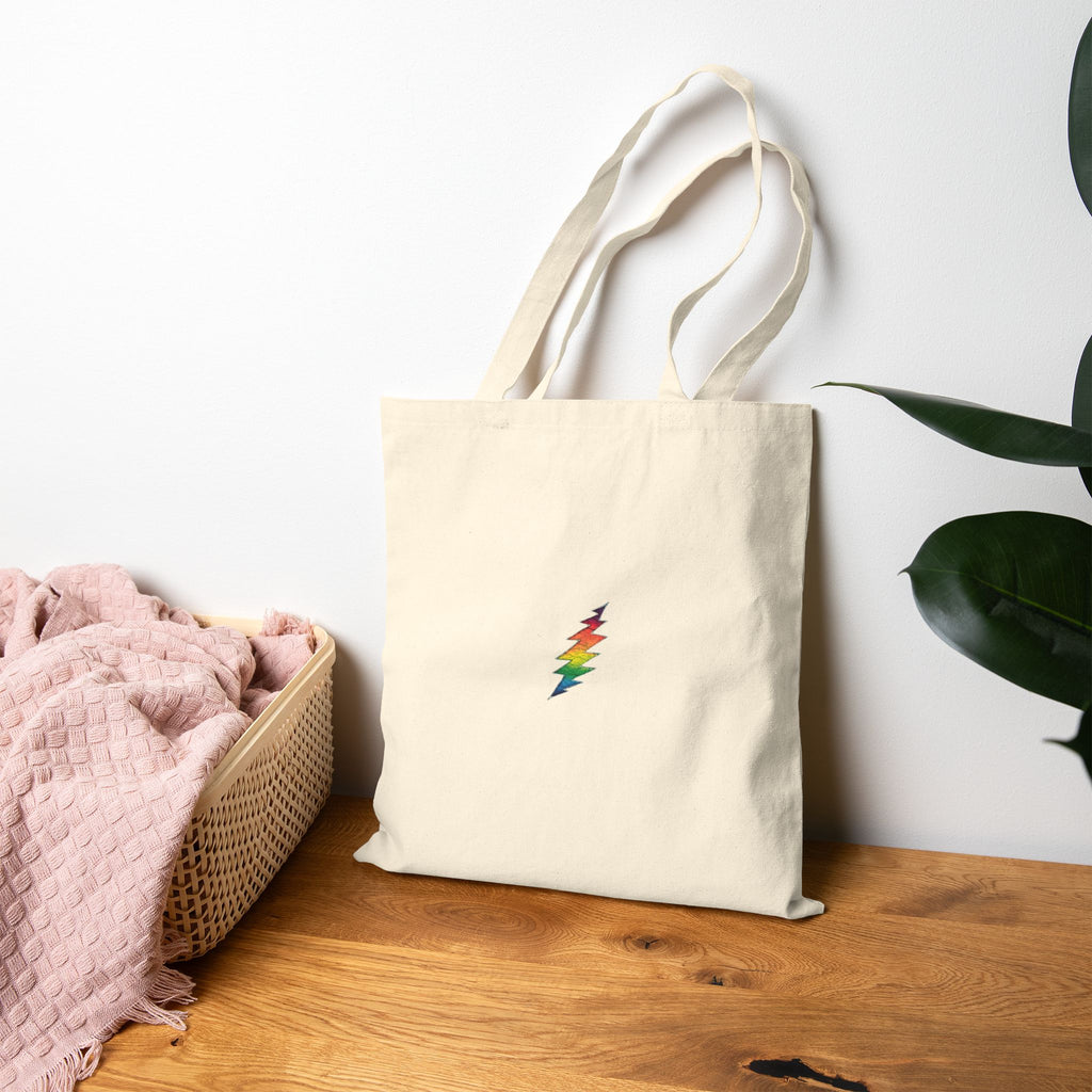 Rainbow Steal Your Face Tote Bag | Grateful Dead Lightning Bolt Canvas