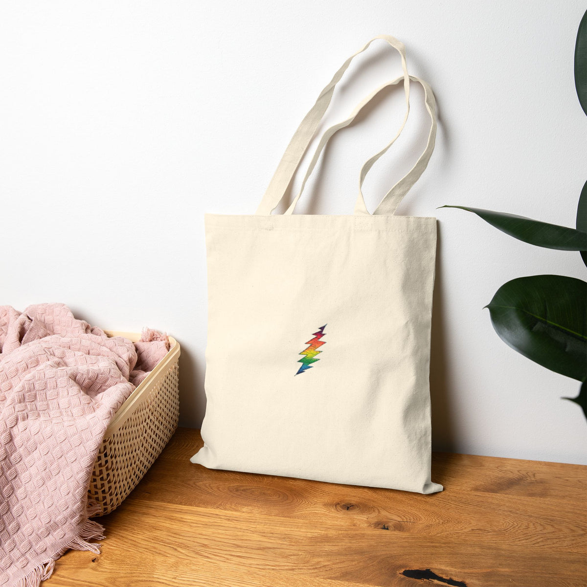 Rainbow Steal Your Face Tote Bag | Grateful Dead Lightning Bolt Canvas