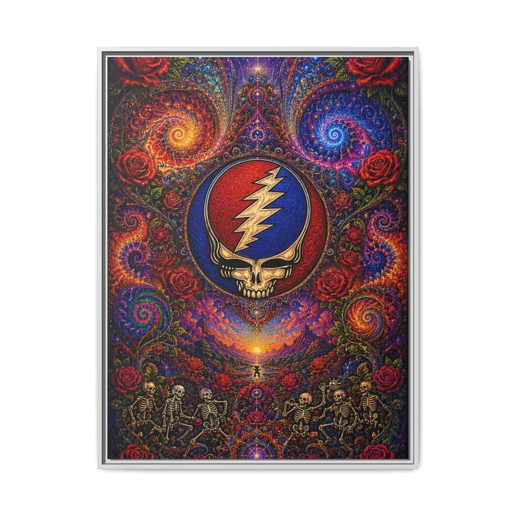 Steal Your Face Skull Lightning Canvas Framed Wall Art | Matte Framed Canvas, Grateful Dead, gift for a deadhead