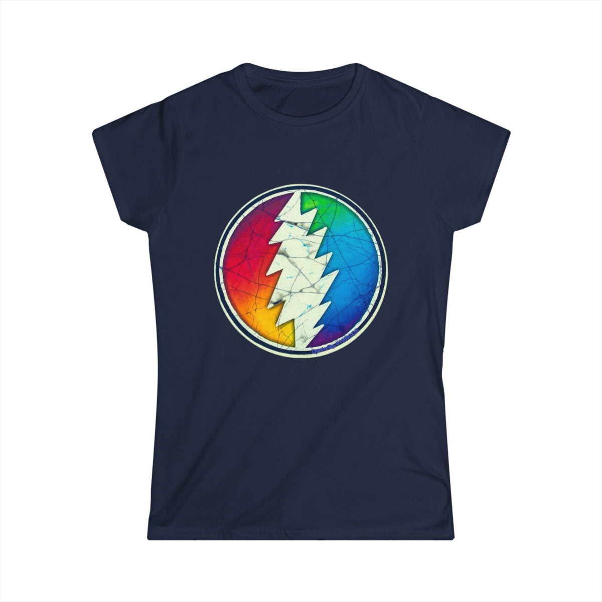 Rainbow Lightning Bolt Circle Tee | Psychedelic Grateful Dead Inspired Shirt