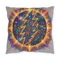 Psychedelic Steal Your Face Lightning Bolt Outdoor Pillow | Grateful Dead Inspired, Colorful Cosmic Mushroom Design