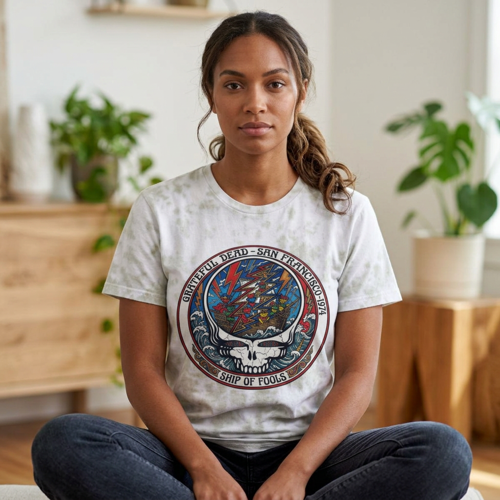 Steal Your Face Skull Grateful Dead T-Shirt | Tie Dye Band Tee, Ship of fools, Gift for a Deadhead friend, dad, mom, brother, grandpa