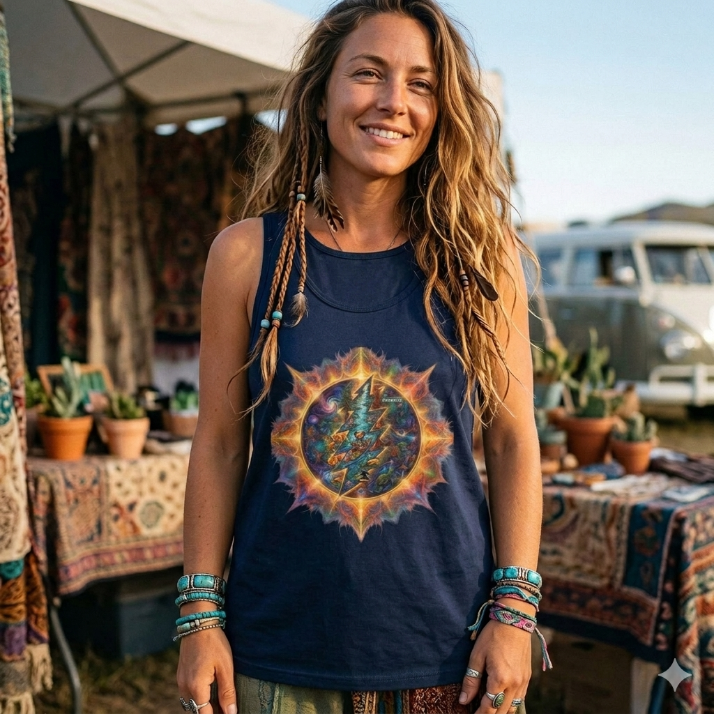 Psychedelic Lightning Bolt Sunburst Tank | Grateful Dead  Graphic Tank, gift for a deadhead, her, sister, mom
