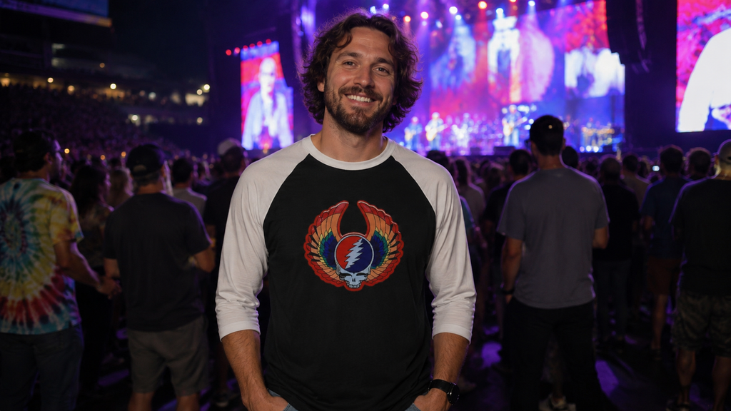 Grateful Dead Steal Your Face Wings Raglan Shirt | 3/4 Sleeve Baseball Tee