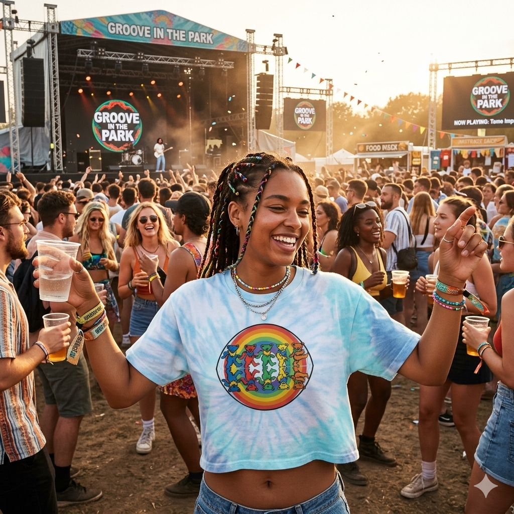 Rainbow Grateful Dead Bears Tee | Tie-Dye Crop Tee