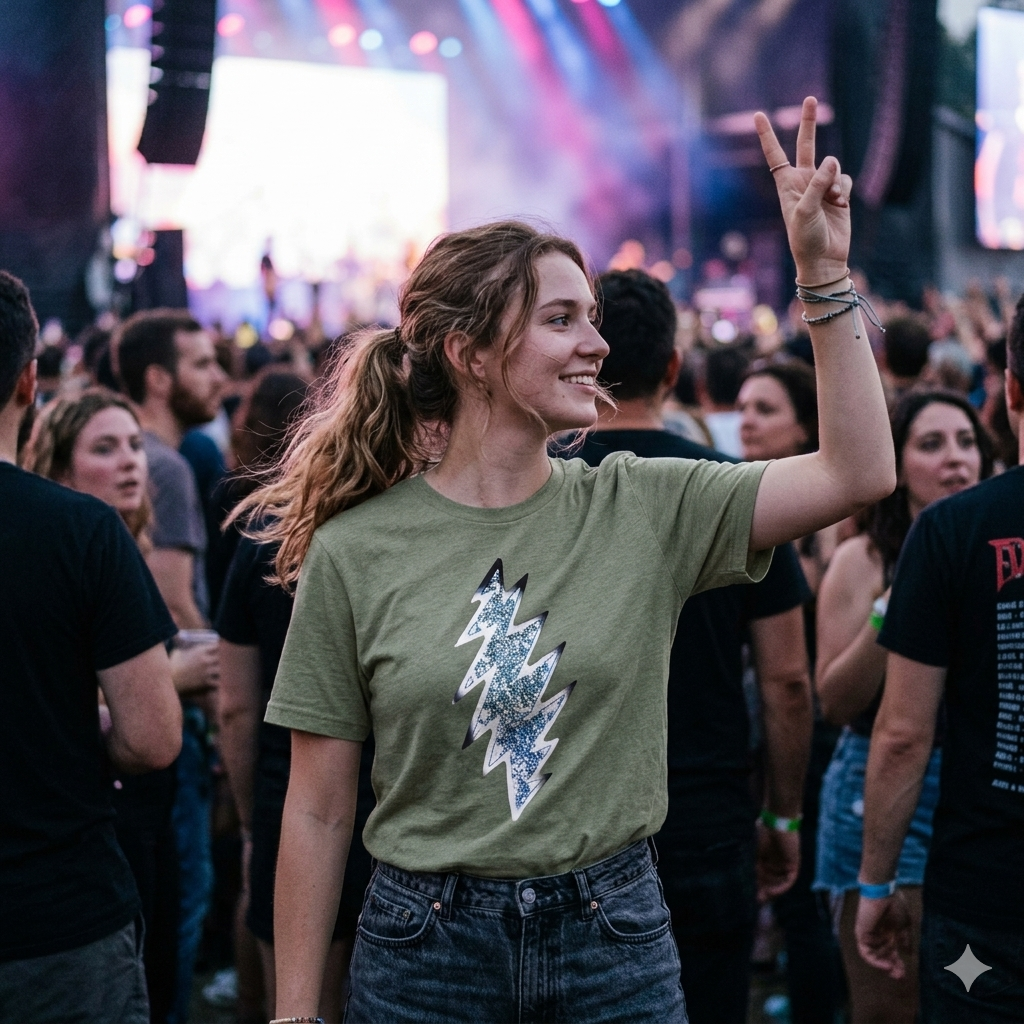 Lightning Bolt Graphic Tee, Unisex Softstyle T-Shirt, Casual Wear, Music Festival Shirt, Summer Vibes, Gift for Him/Her