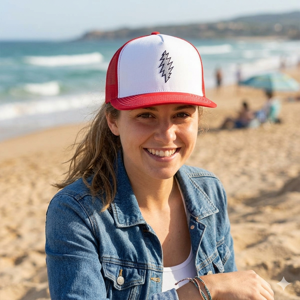 Embroidered Grateful Dead 5 Panel Trucker Cap, Festival Hat, Music Lover Gift, Retro Dad Cap, Boho Hippie Headwear