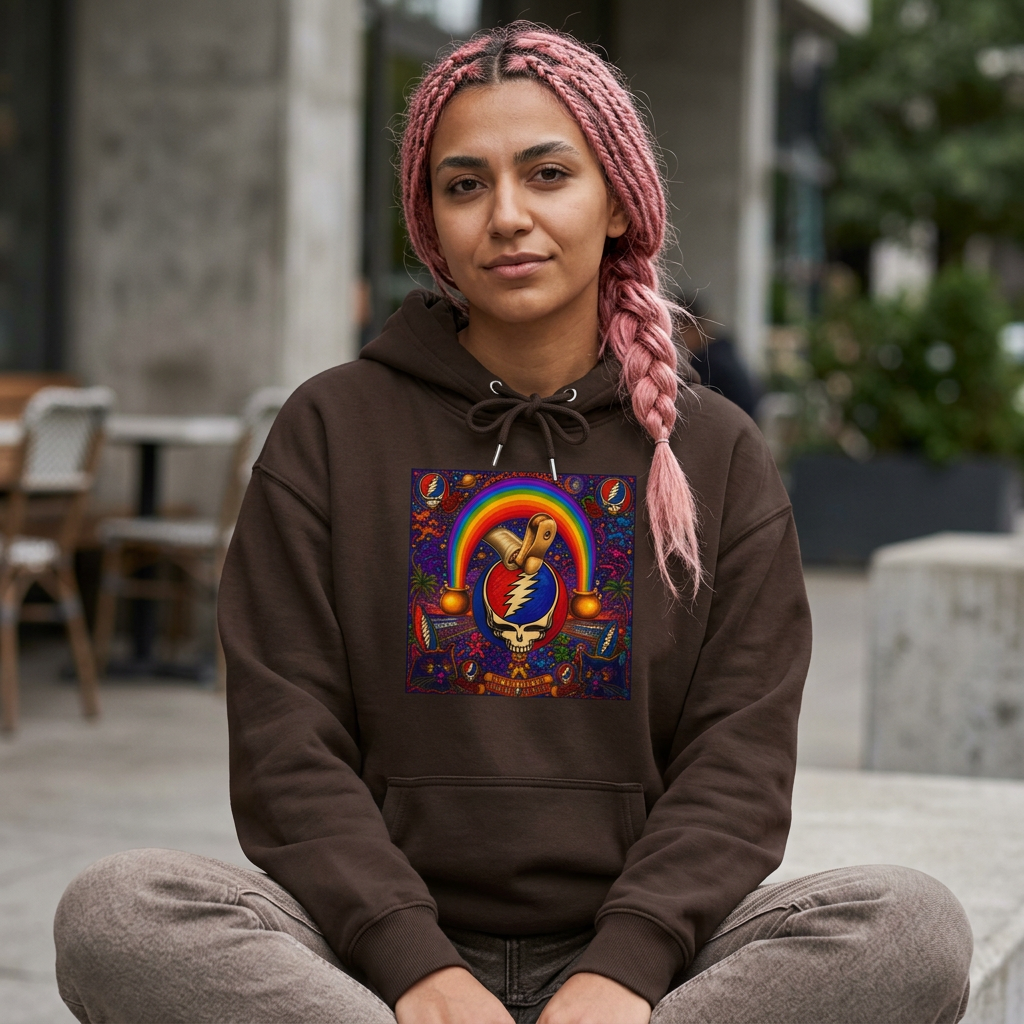 Psychedelic Grateful Dead  Hoodie | Rainbow Retro Rock Pullover