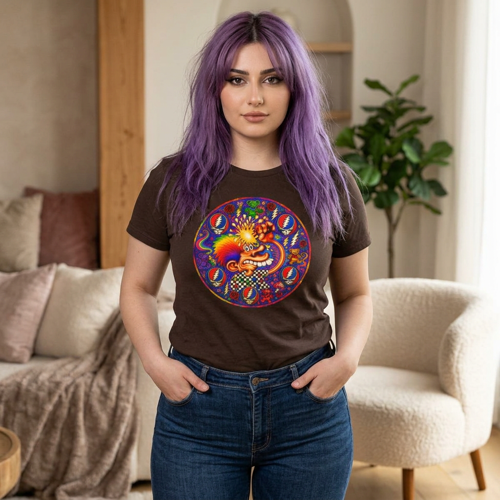 Psychedelic Grateful Dead Steal Your Face  Tee | Retro Hippie Band Art