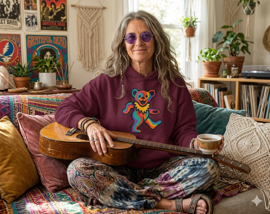 Rainbow Dancing Bear Hoodie | Psychedelic Grateful Dead Inspired, gift for deadhead, unisex, softstyle hoodie