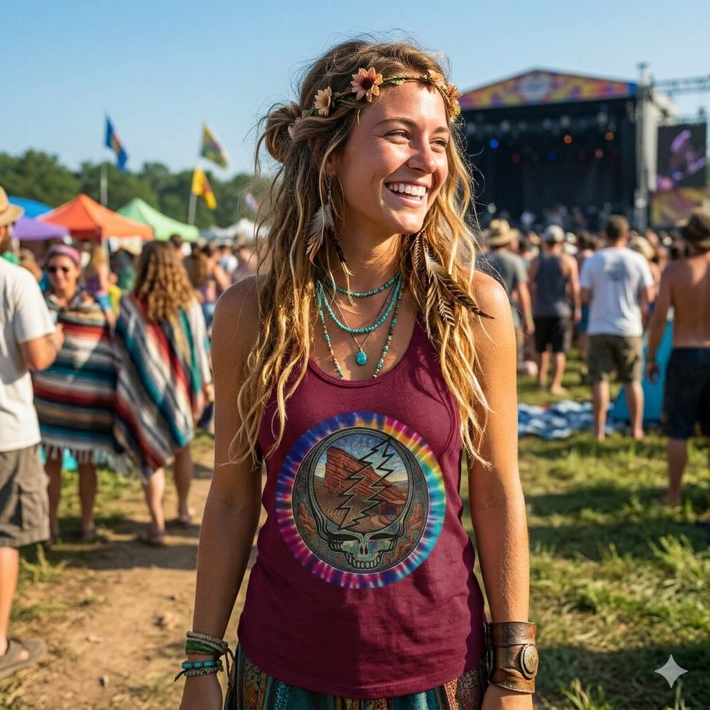 Grateful Dead Red Rocks Amphitheater Women's Ideal Racerback Tank, gift for her, deadhead, sister, mom, mother