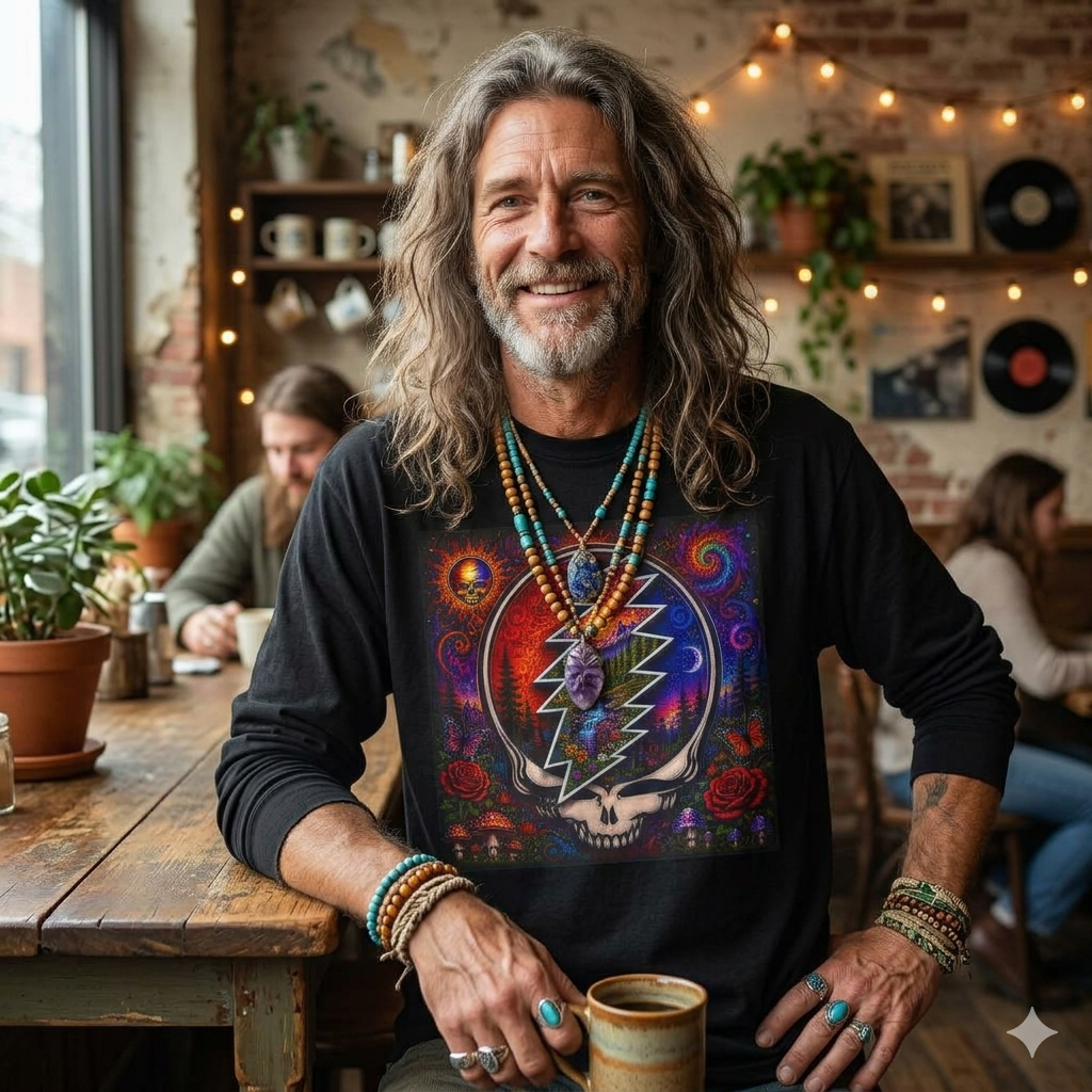 Psychedelic Skull Lightning Bolt Long Sleeve T-Shirt | Grateful Dead Inspired, gift for deadhead