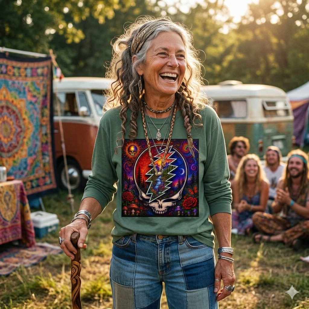 Psychedelic Skull Lightning Bolt Long Sleeve T-Shirt | Grateful Dead Inspired, gift for deadhead