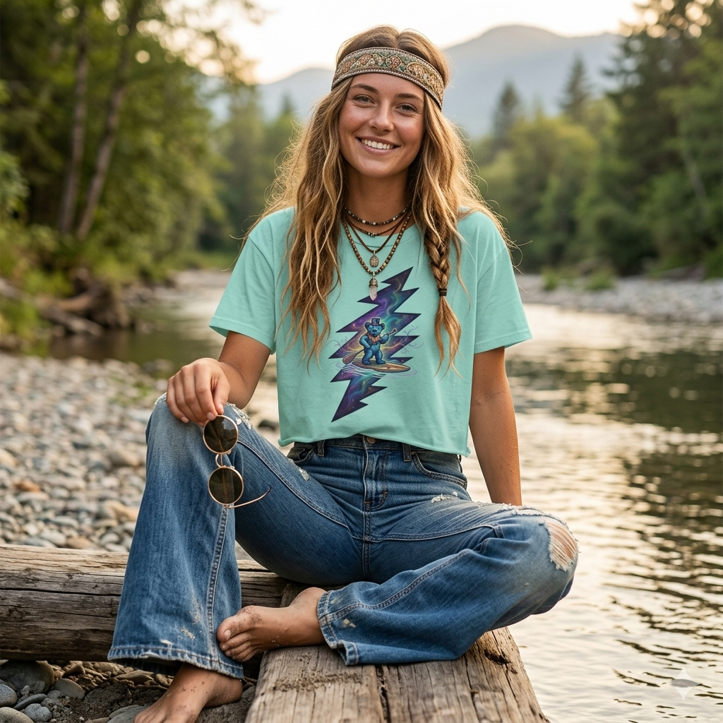 Grateful Dead Paddleboarder Lightning Bolt T-Shirt | Space Galaxy Graphic Tee, gift for her, deadhead