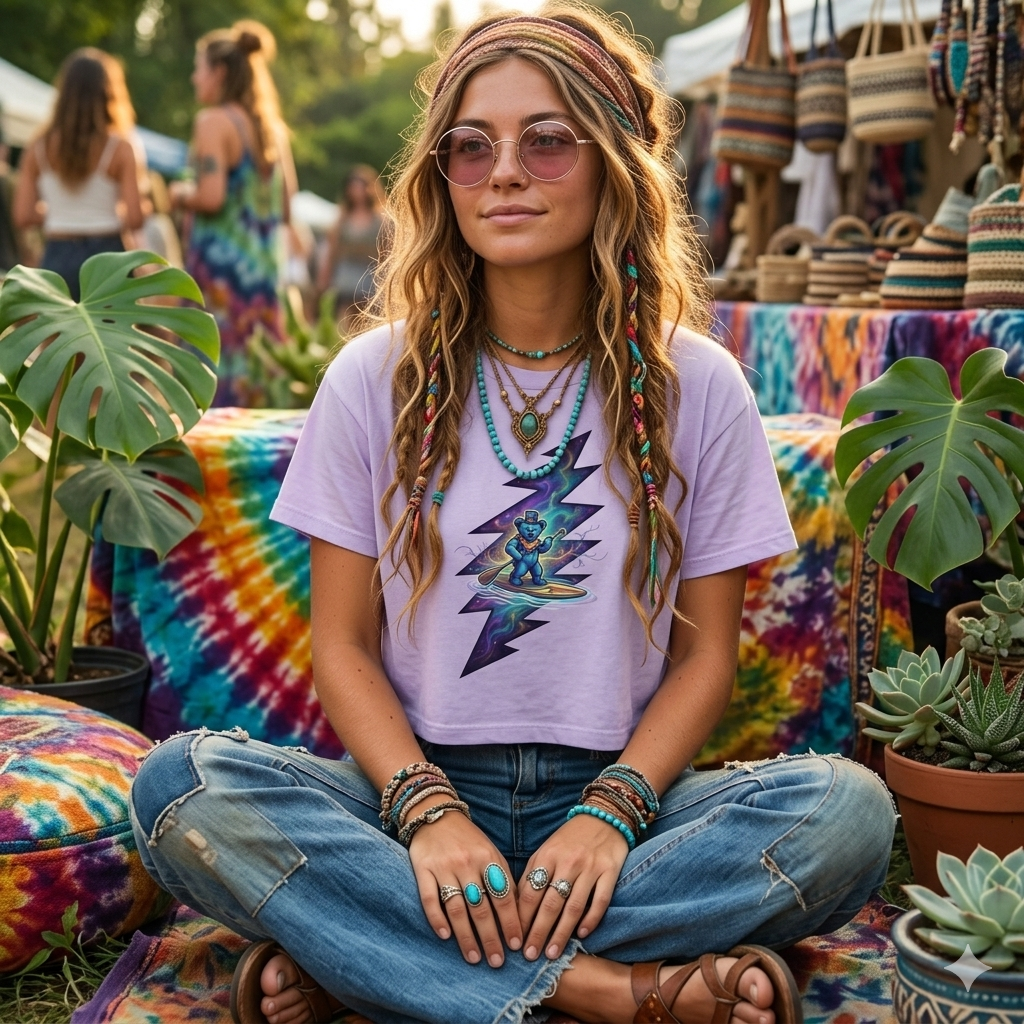Grateful Dead Paddleboarder Lightning Bolt T-Shirt | Space Galaxy Graphic Tee, gift for her, deadhead
