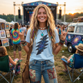 Galaxy Lightning Bolt T-Shirt | Cosmic Space Skull Inspired Design Grateful Dead Music lovers tee, gift for deadhead