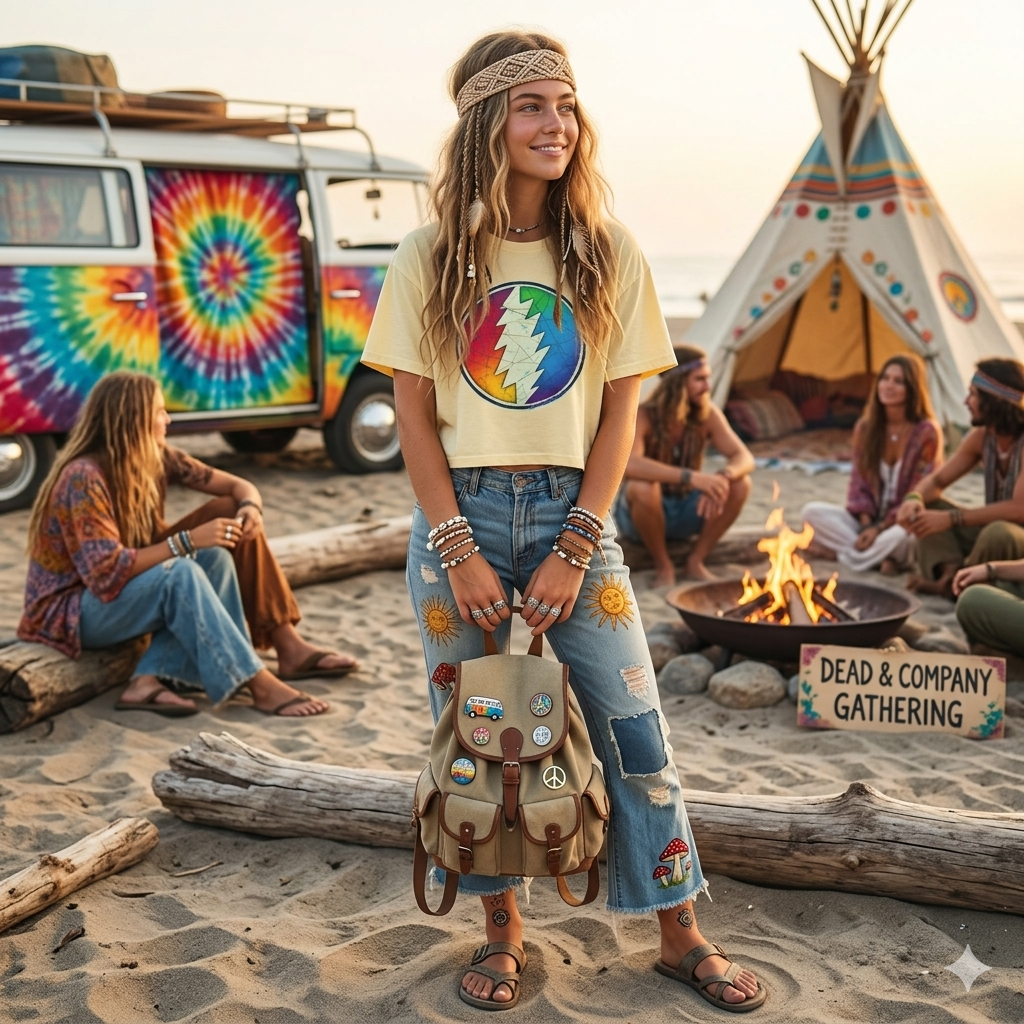 Rainbow Lightning Bolt Circle T-Shirt | Retro Grateful Dead Inspired, gift for her, deadhead