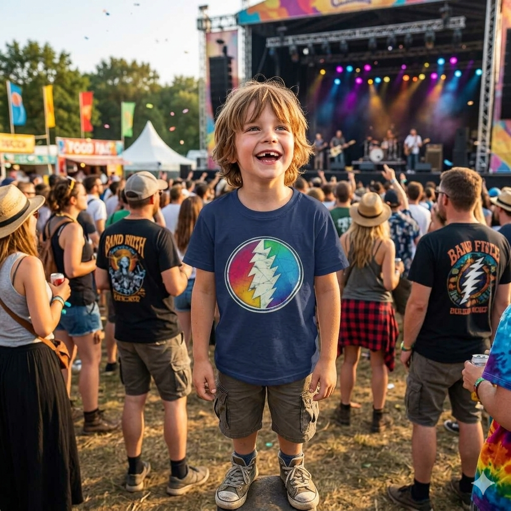 Grateful Dead Rainbow Lightning Skull tee | Kids T-Shirt