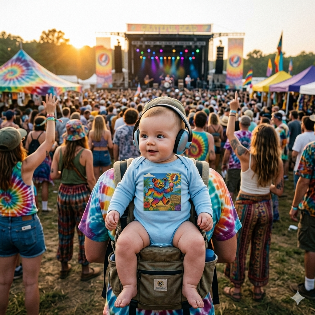 Dancing Rainbow Bear Infant Bodysuit | Psychedelic Grateful Dead Style