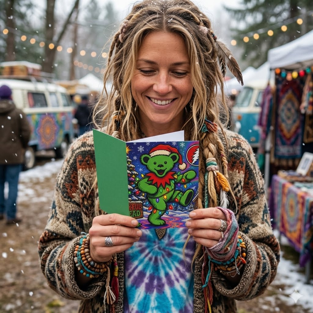 Dancing Bear Christmas card | Holiday Greeting Card, Grateful Dead inspired