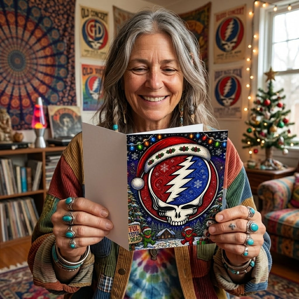 Grateful Dead Steal Your Face Santa Greeting Cards