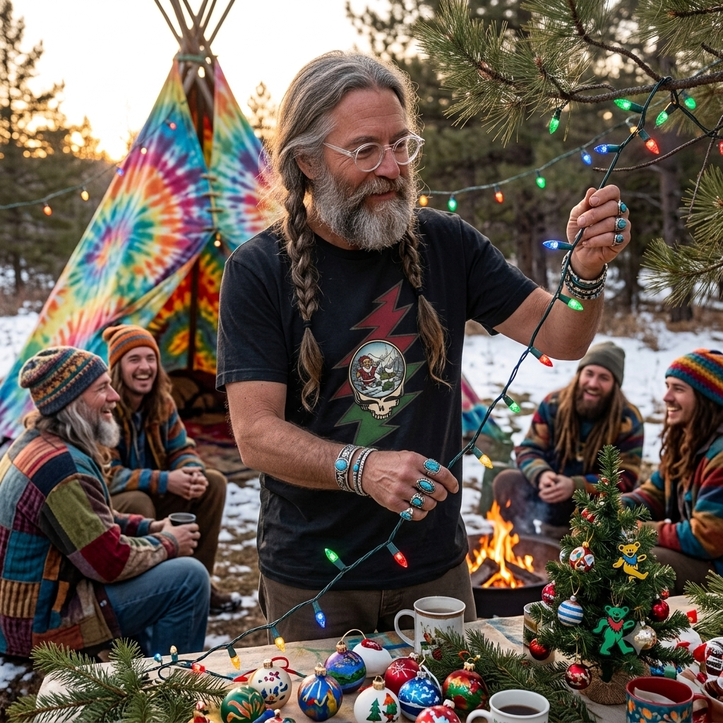 Santa Skull Lightning Bolt T-Shirt | Rock Christmas Holiday Tee, Grateful Dead inspired, Gift for a Deadhead