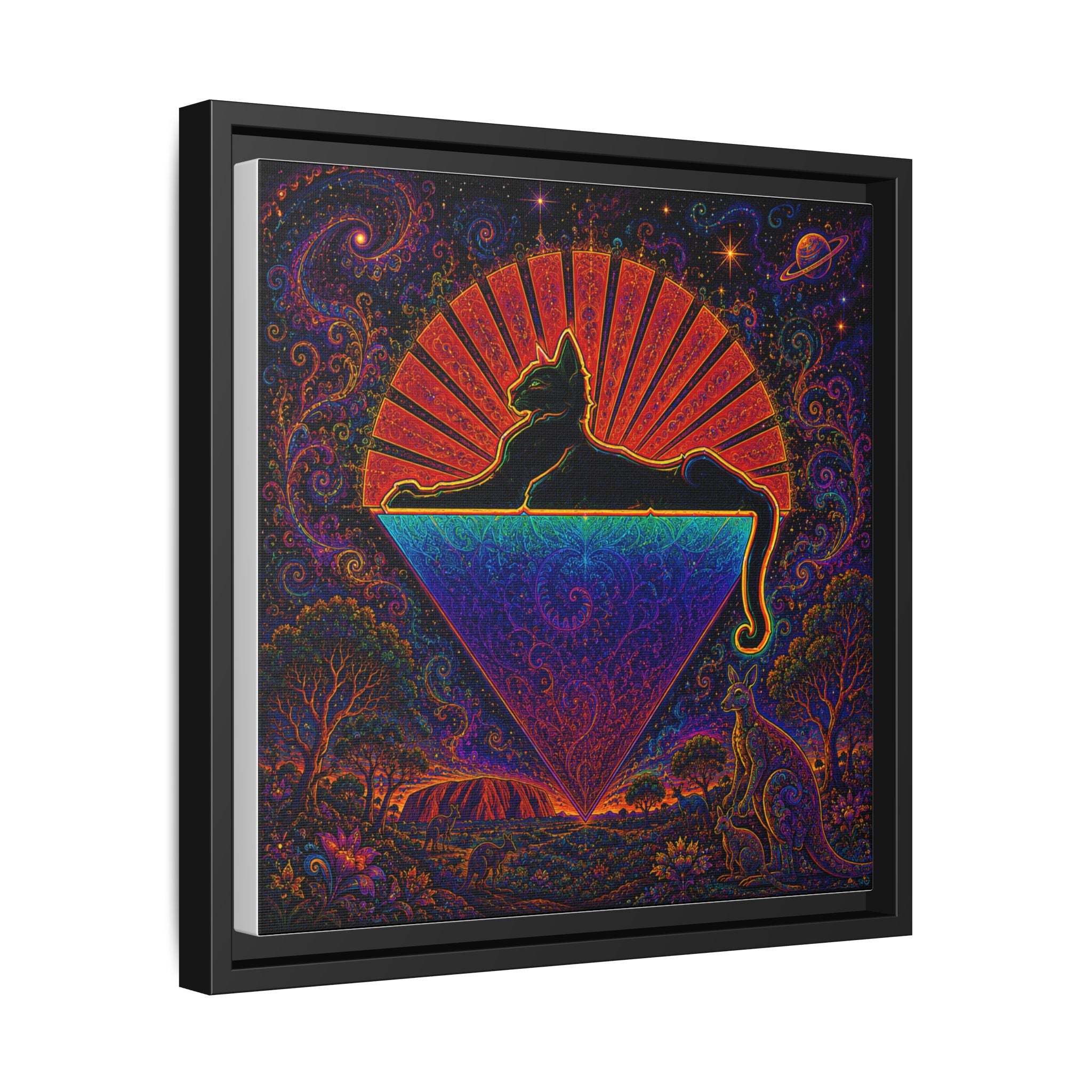 Cats down under the stars Mystic Cat Silhouette Canvas