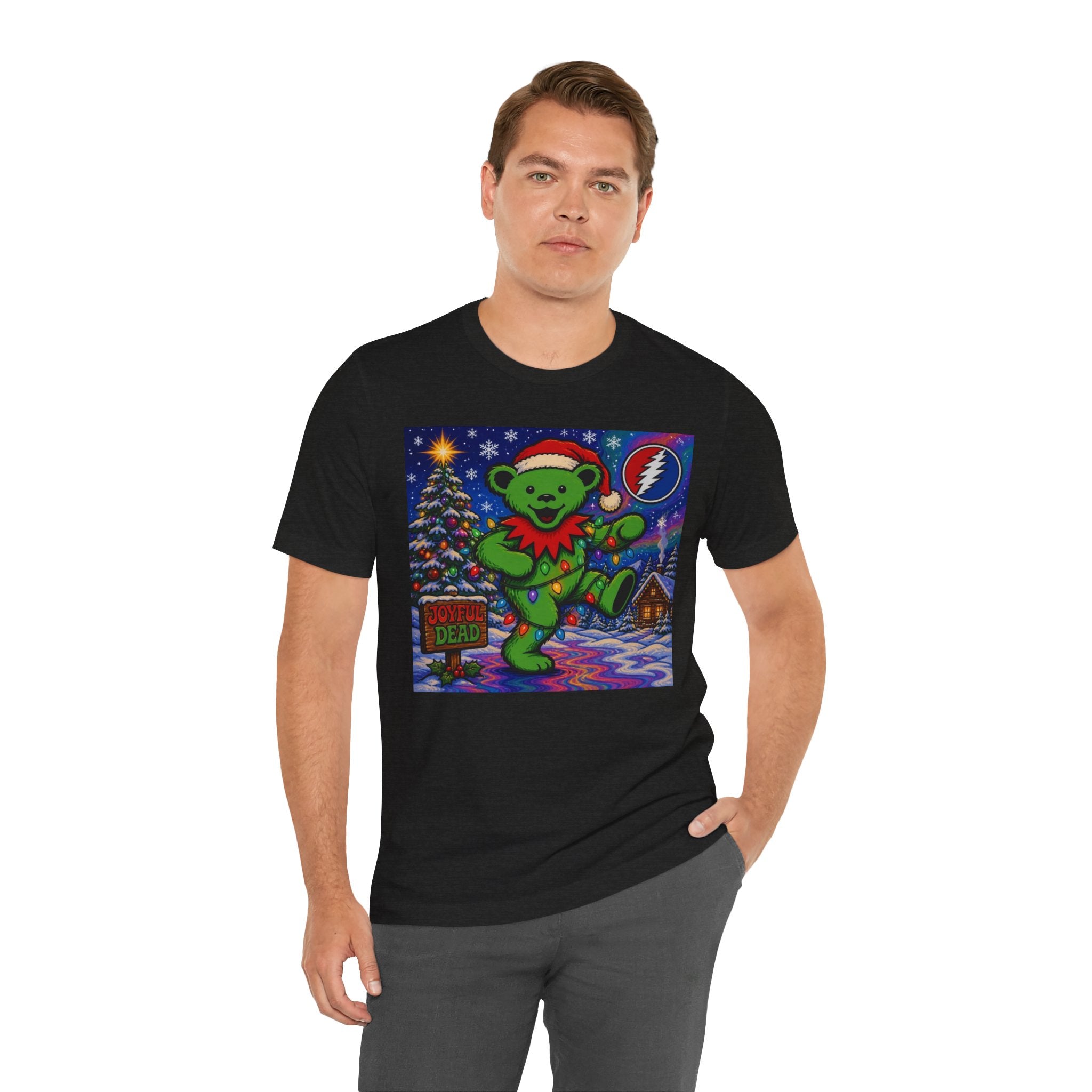 Gift for deadhead, her, him, Dancing Bear Christmas Grateful Dead Tee | Holiday Stealie Graphic