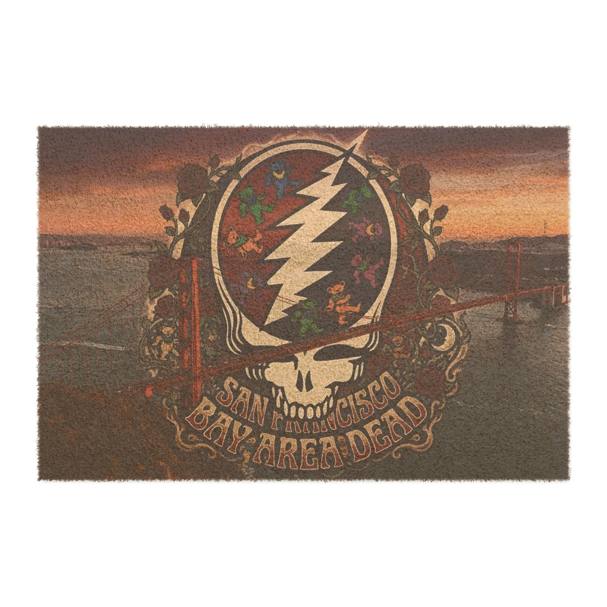 Grateful Dead Steal Your Face Skull Doormat | San Francisco Bay Areacrest, gift for a deadhead