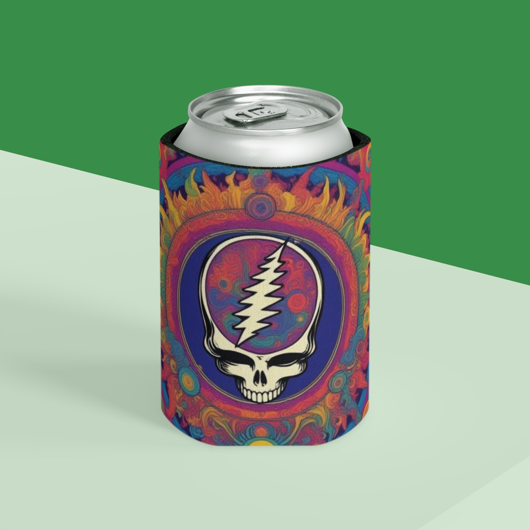 Psychedelic Steal Your Face Can Cooler | Skull Lightning Bolt Cooler