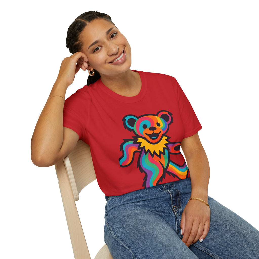 Colorful Dancing Bear T-Shirt | Rainbow Psychedelic Grateful Dead Style