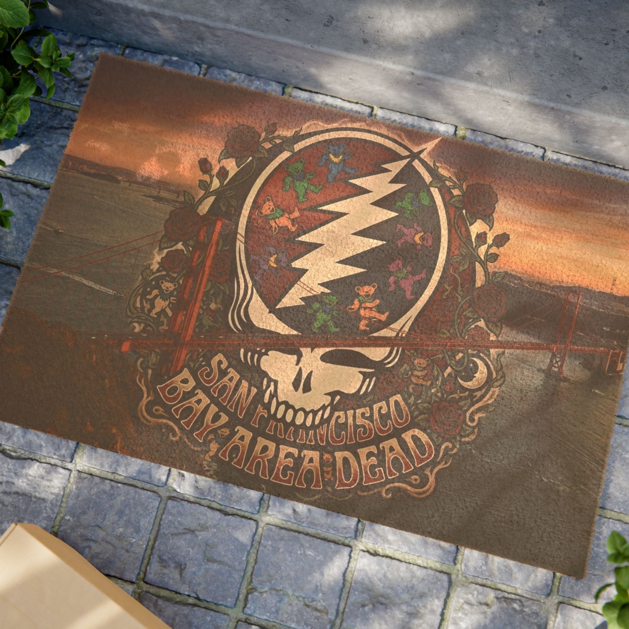 Grateful Dead Steal Your Face Skull Doormat | San Francisco Bay Areacrest, gift for a deadhead