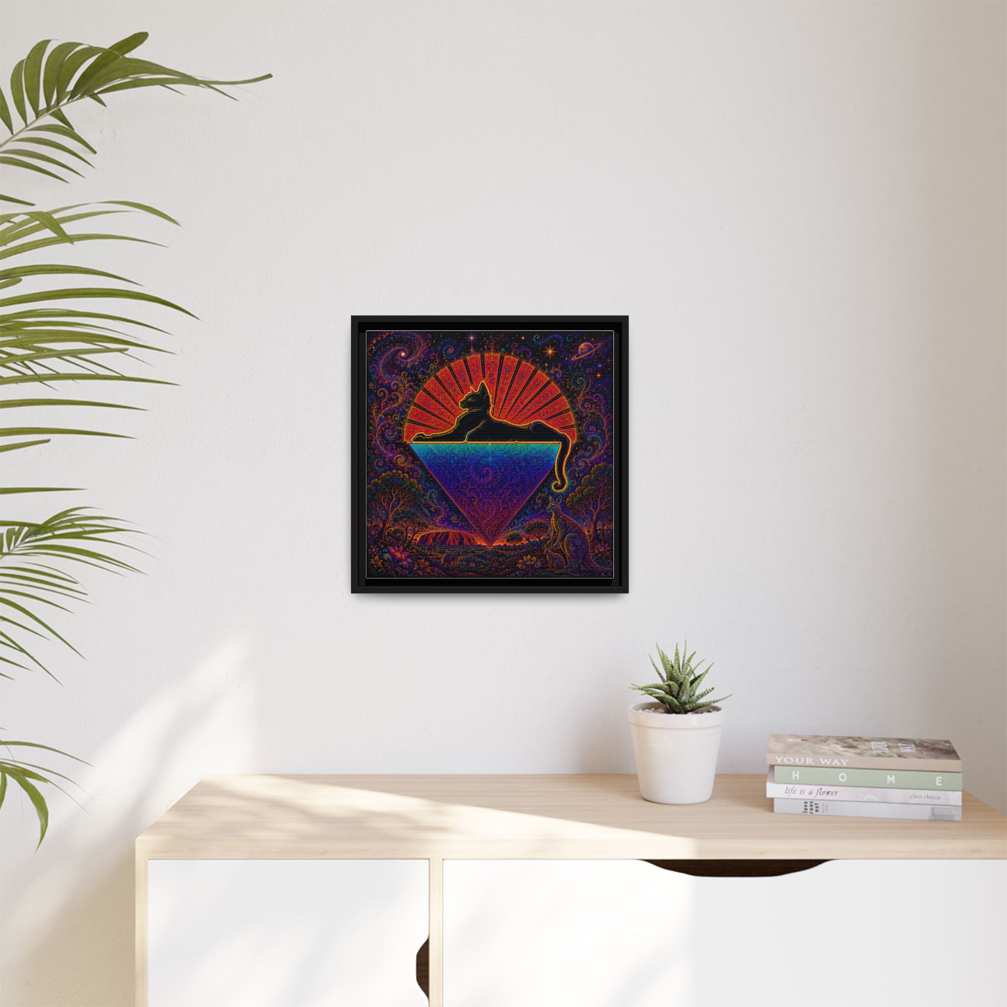 Cats down under the stars Mystic Cat Silhouette Canvas