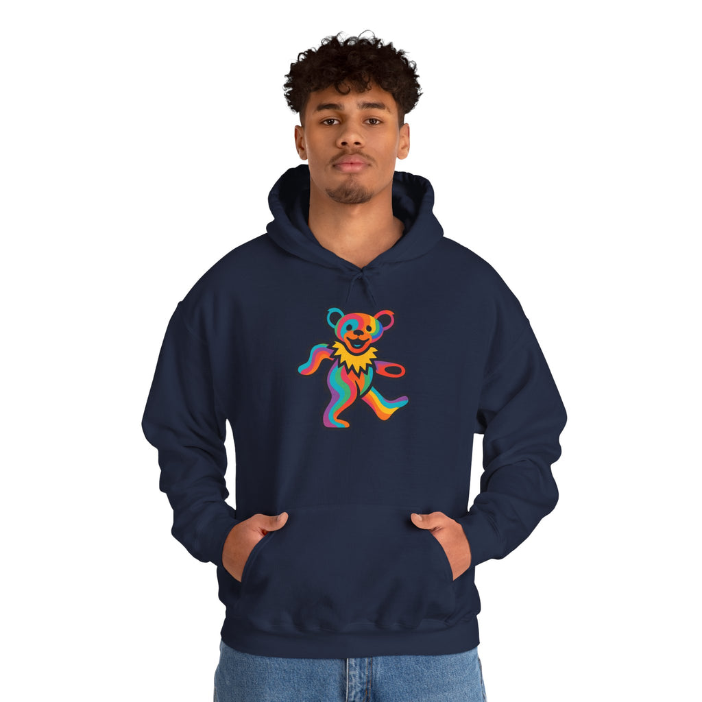 Rainbow Dancing Bear Hoodie | Psychedelic Grateful Dead Inspired, gift for deadhead, unisex, softstyle hoodie