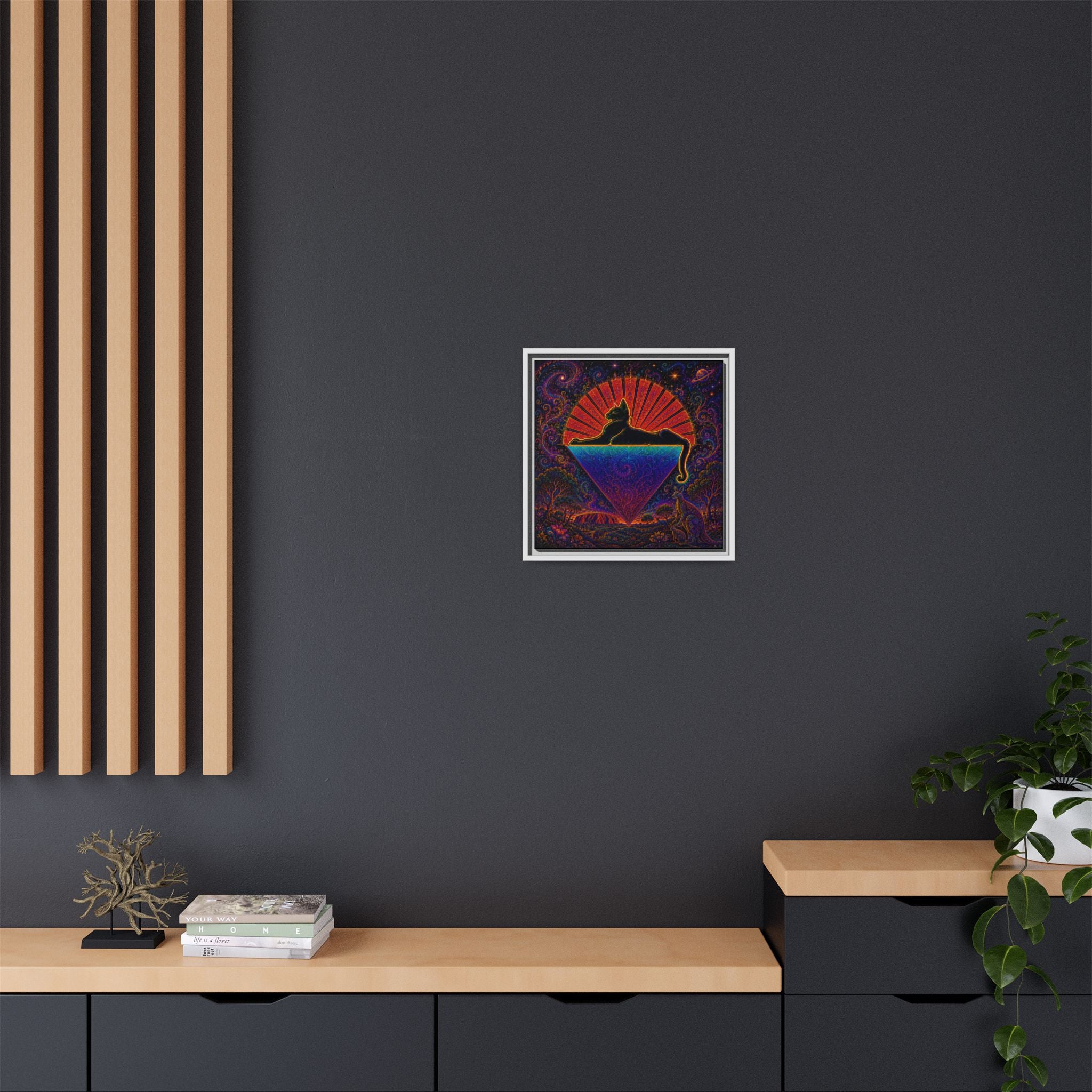 Cats down under the stars Mystic Cat Silhouette Canvas