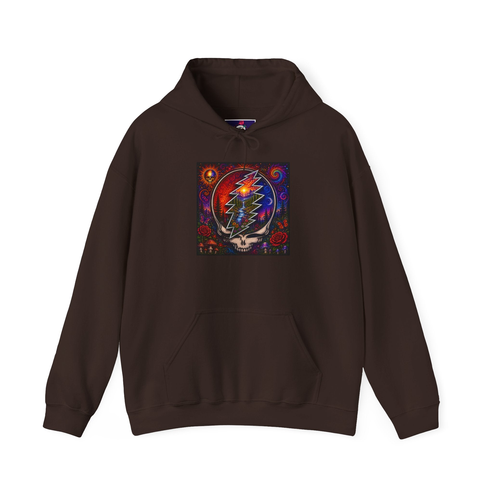Psychedelic Steal Your Face Skull Hoodie | Grateful Dead Lightning Bolt, Rainbow Cosmic Art